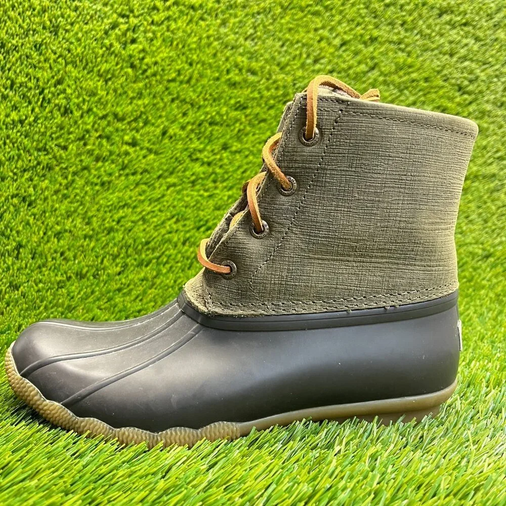 Sperry Saltwater Womens Size 7 Brown Green Classic Outdoor Waterproof Duck Boots
